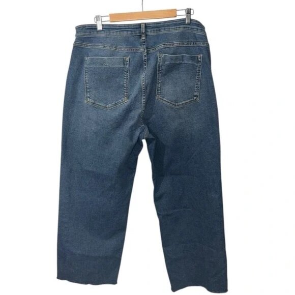 Anthropologie - Pilcro Medium Wash Button Straight Wide Leg - Raw Hem 18 W - Picture 6 of 6